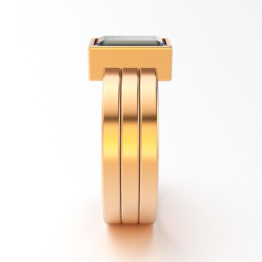 Bague Art Déco en or rose 18 carats et Topaze