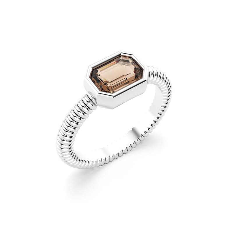 Bague femme argent avec pierre semi-précieuse quartz fume baguette