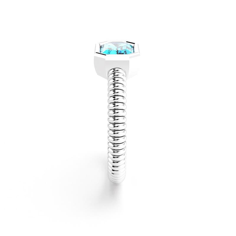 Bague femme argent avec pierre semi-précieuse topaze baguette