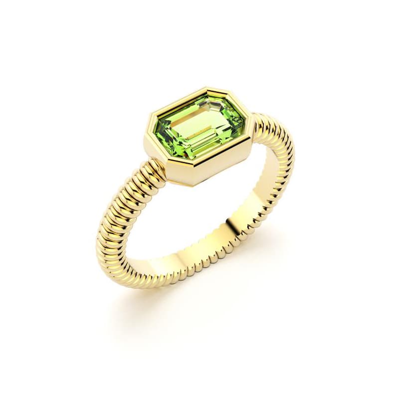 Bague femme or jaune pierre semi-précieuse péridot baguette