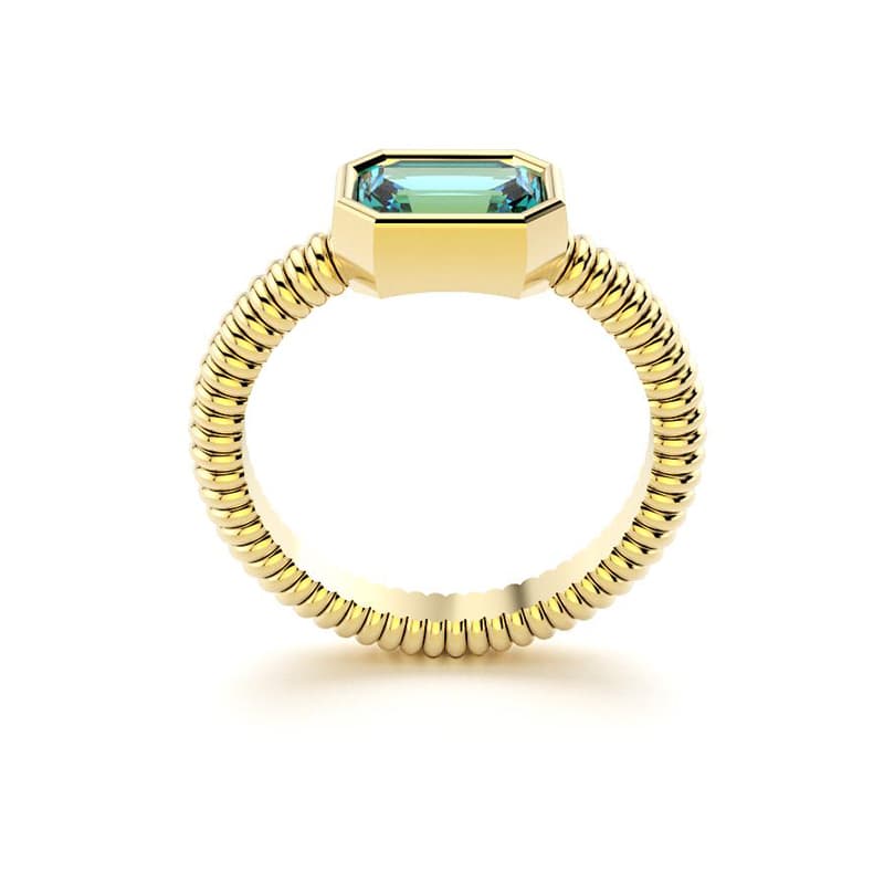 Bague femme or jaune pierre semi-précieuse topaze baguette