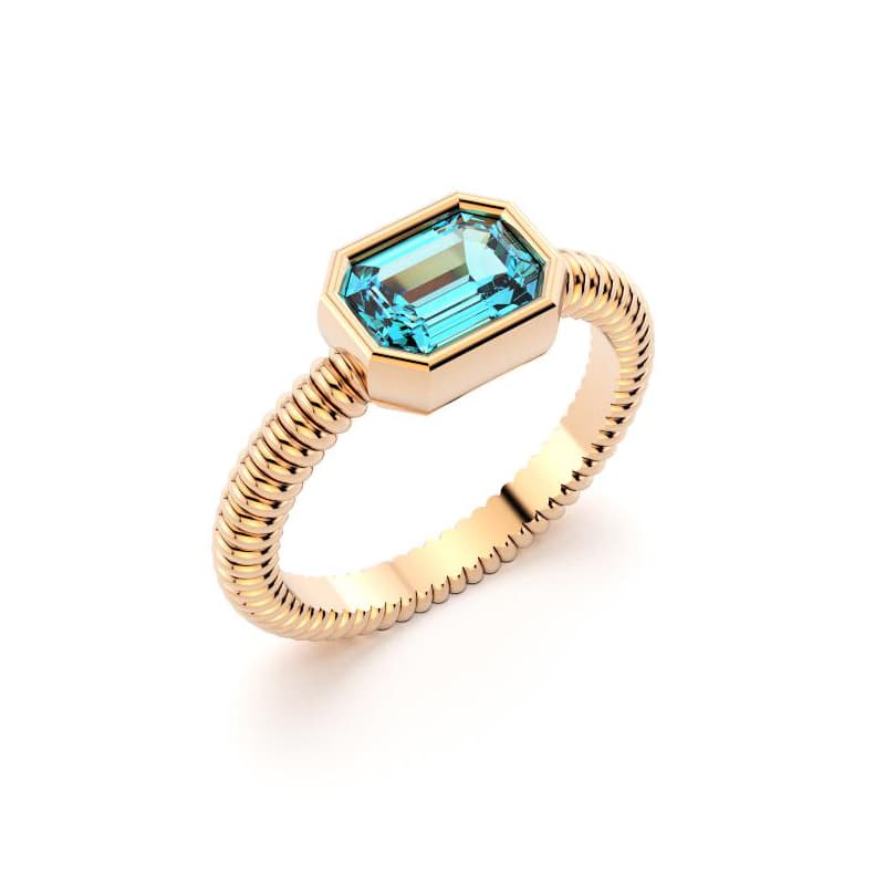 Bague femme or rose pierre semi-précieuse topaze baguette
