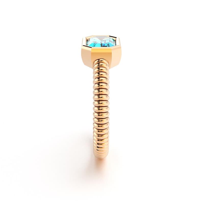 Bague femme or rose pierre semi-précieuse topaze baguette