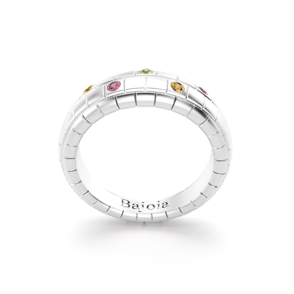 Bague brick femme en argent avec peridot rhodolites citrines