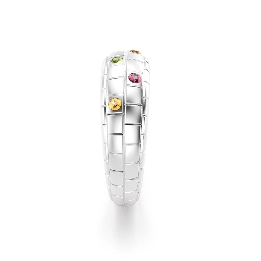 Bague brick femme en argent avec peridot rhodolites citrines