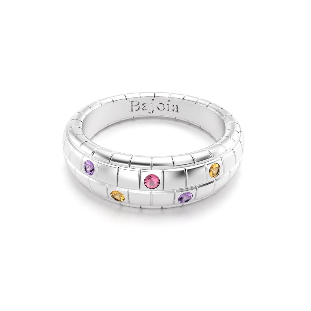 Bague brick femme en argent avec rhodolites citrines améthystes