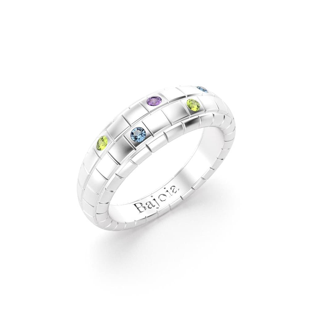 Bague brick femme en argent avec topazes peridots améthystes