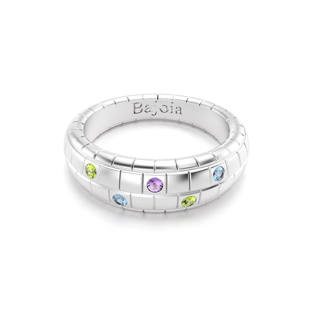 Bague brick femme en argent avec topazes peridots améthystes