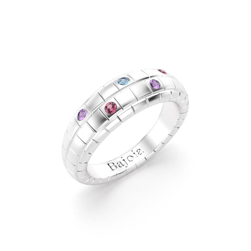 Bague brick femme en argent avec topazes rhodolites améthystes