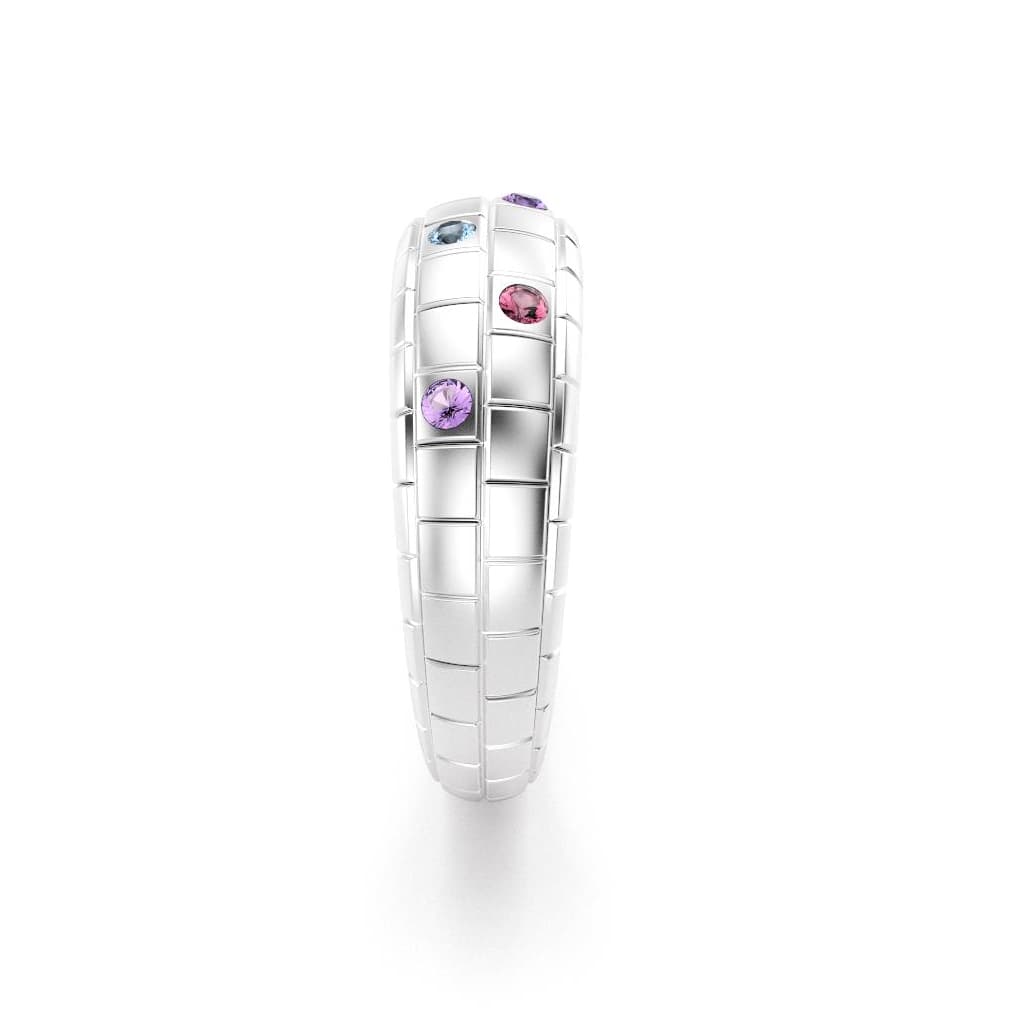 Bague brick femme en argent avec topazes rhodolites améthystes