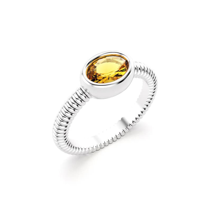 Bague bysance femme en argent avec pierre semi-précieuse citrine ovale