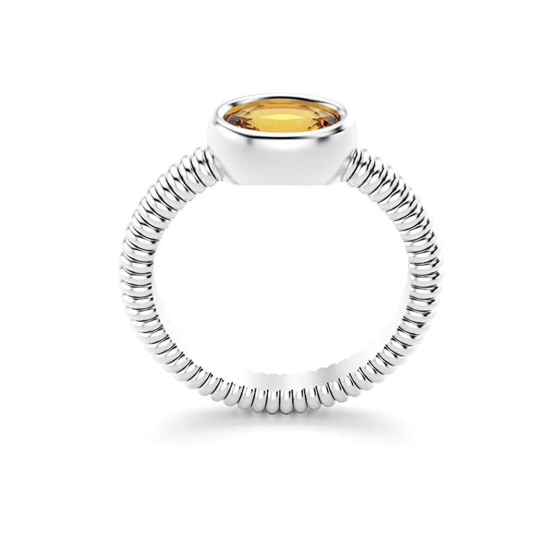 Bague bysance femme en argent avec pierre semi-précieuse citrine ovale