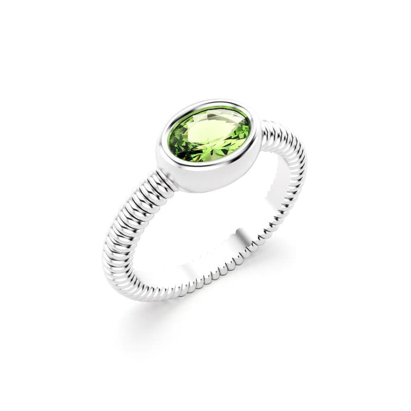 Bague bysance femme en argent avec pierre semi-précieuse peridot ovale