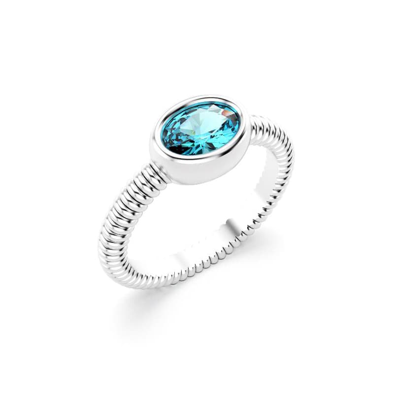 Bague bysance femme en or blanc avec  pierre semi-précieuse topaze ovale