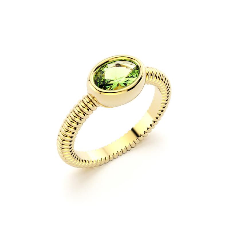 Bague bysance femme en or jaune avec  pierre semi-précieuse peridot ovale
