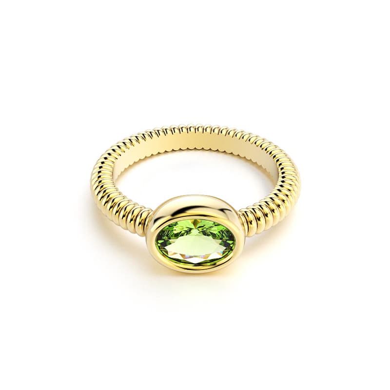 Bague bysance femme en or jaune avec  pierre semi-précieuse peridot ovale