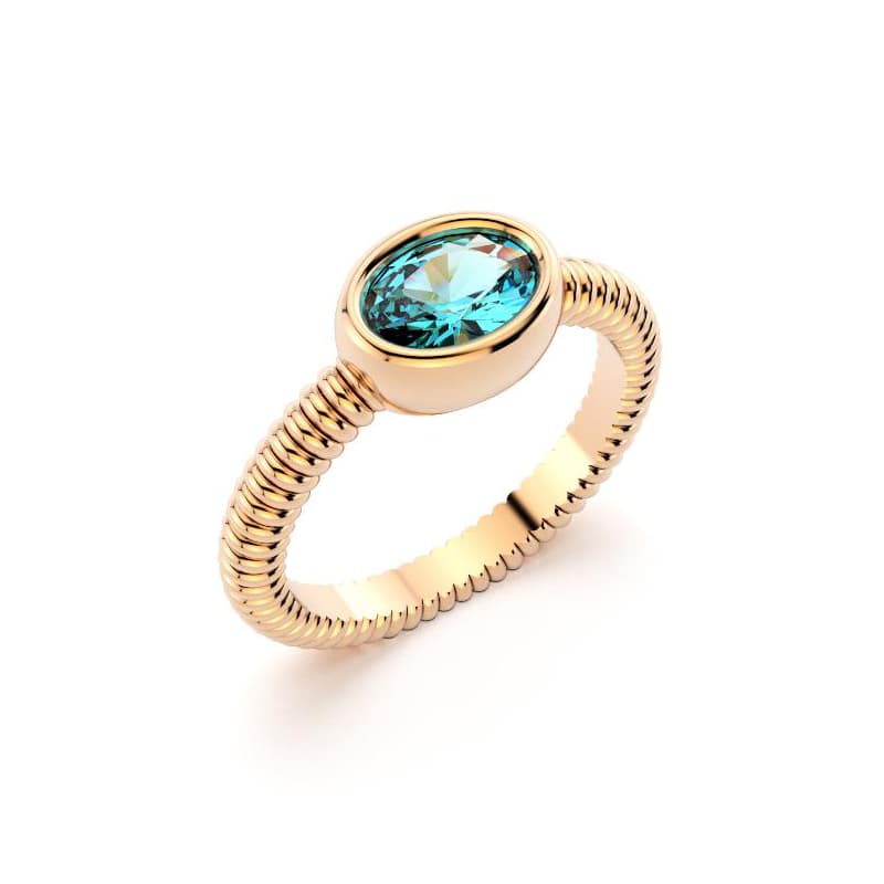 Bague bysance femme en or rose avec  pierre semi-précieuse topaze ovale