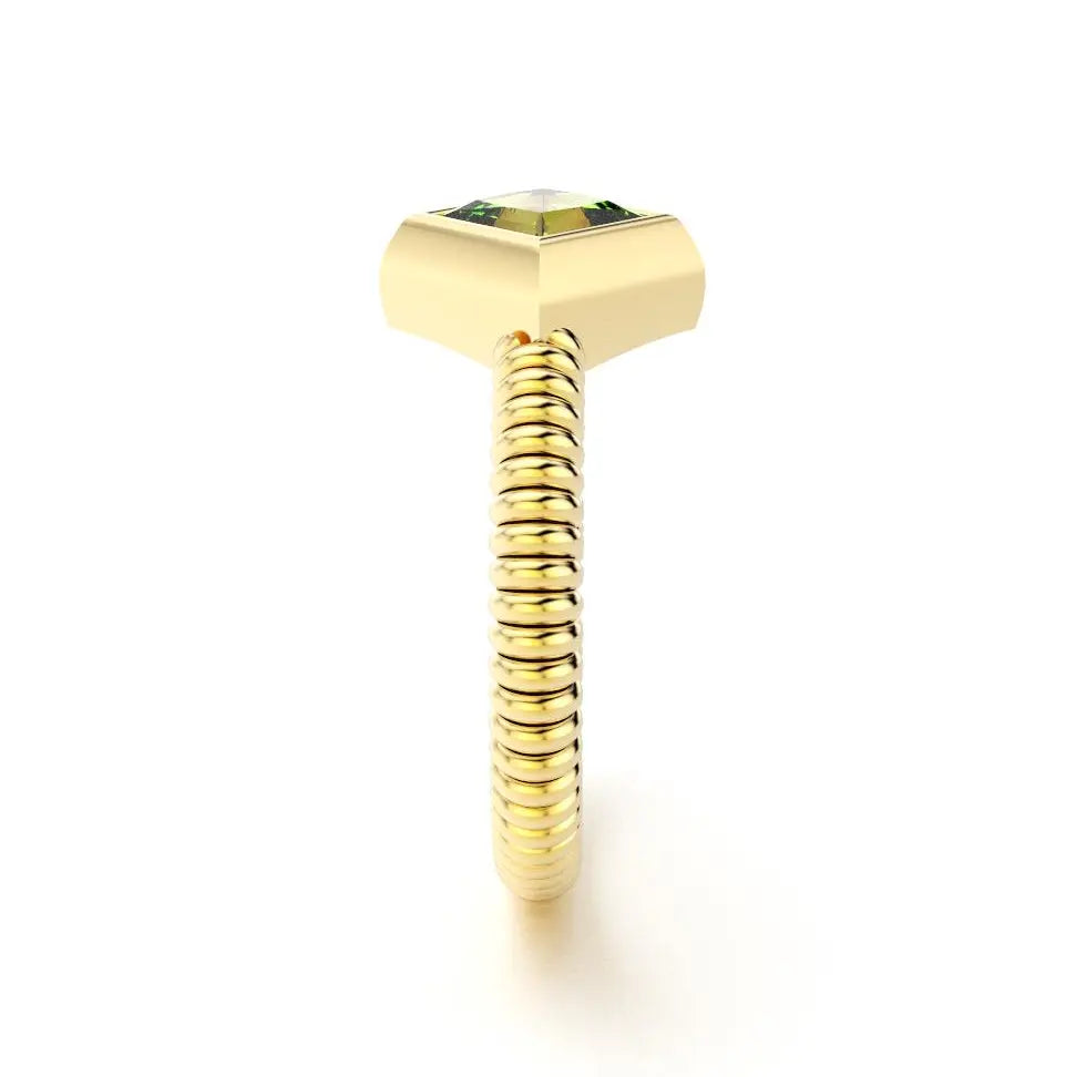 bague byzance pour femme forme carré en or jaune avec citrine