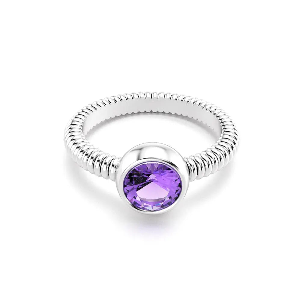Bague Byzance en argent 950 avec améthyste ronde