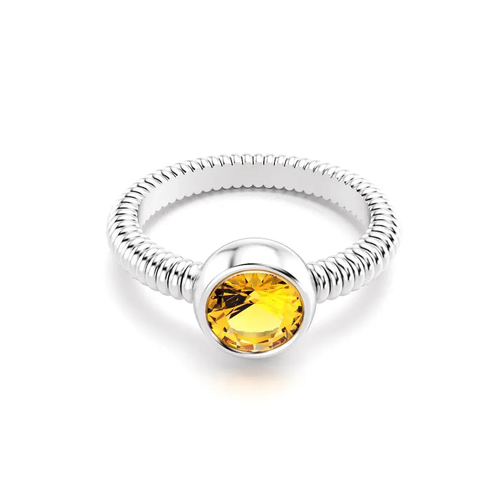 Bague Byzance en argent 950 avec citrine ronde