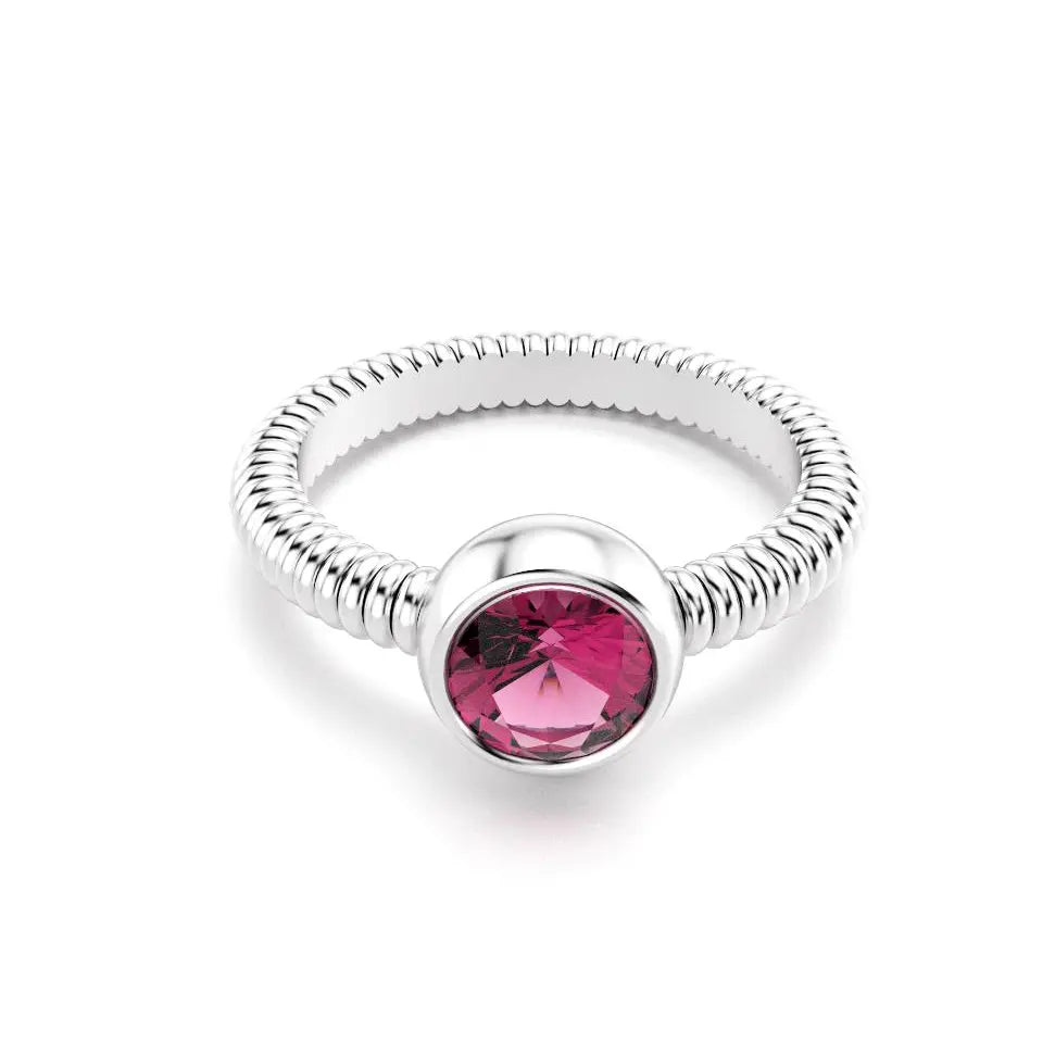 Bague Byzance en argent 950 avec rhodolite ronde