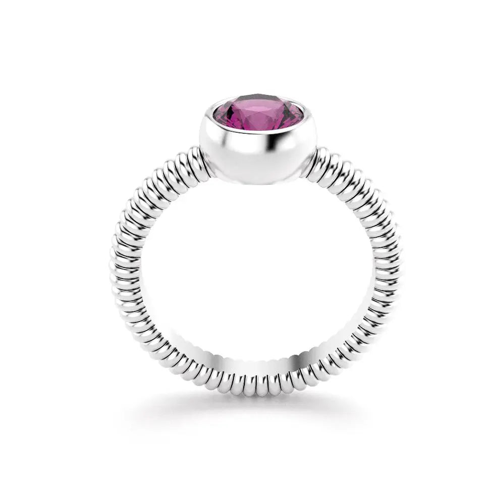 Bague Byzance en argent 950 avec rhodolite ronde
