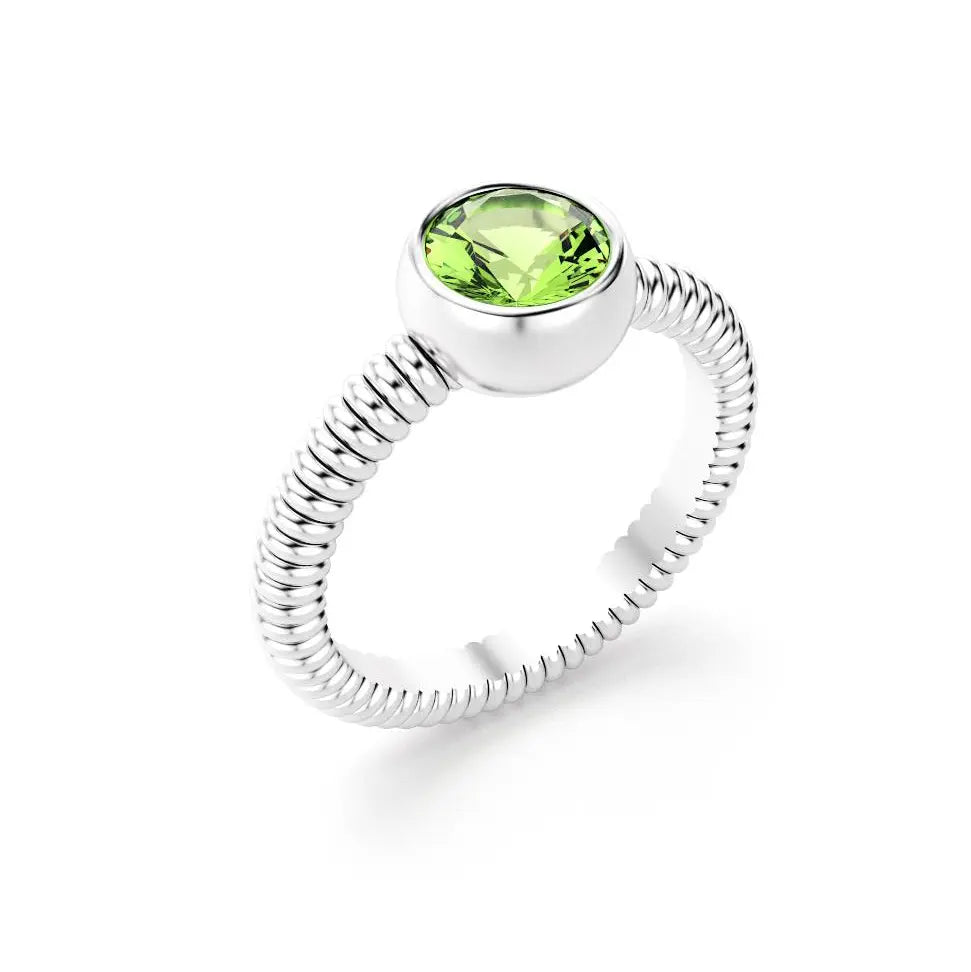 Bague Byzance pour femme en or blanc avec peridot ronde