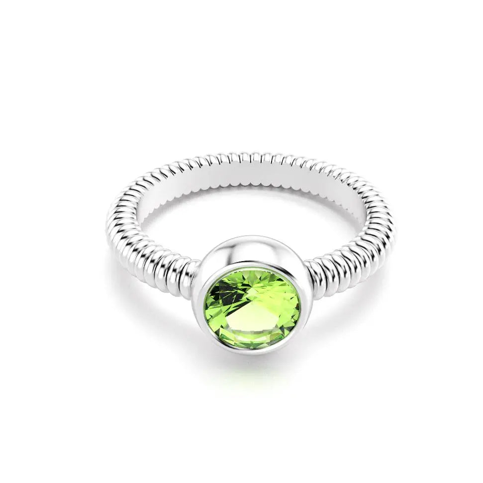 Bague Byzance pour femme en or blanc avec peridot ronde