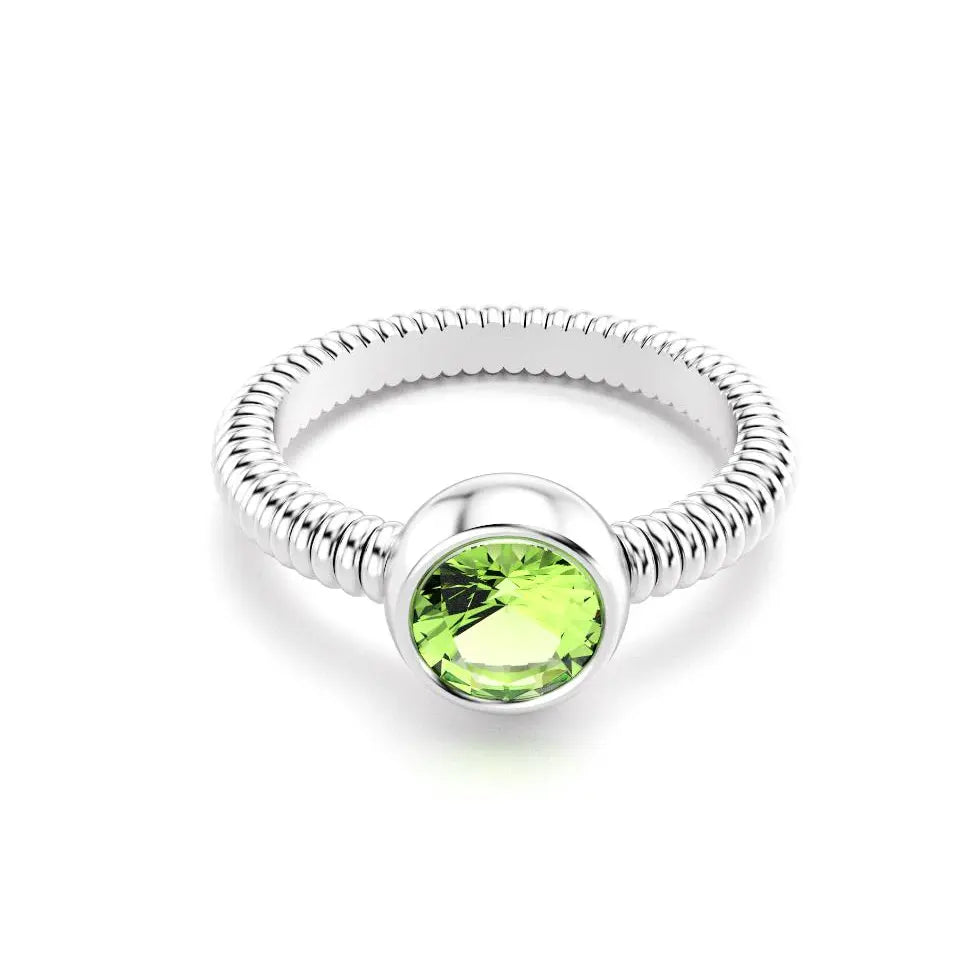 Bague Byzance pour femme en or blanc avec peridot ronde