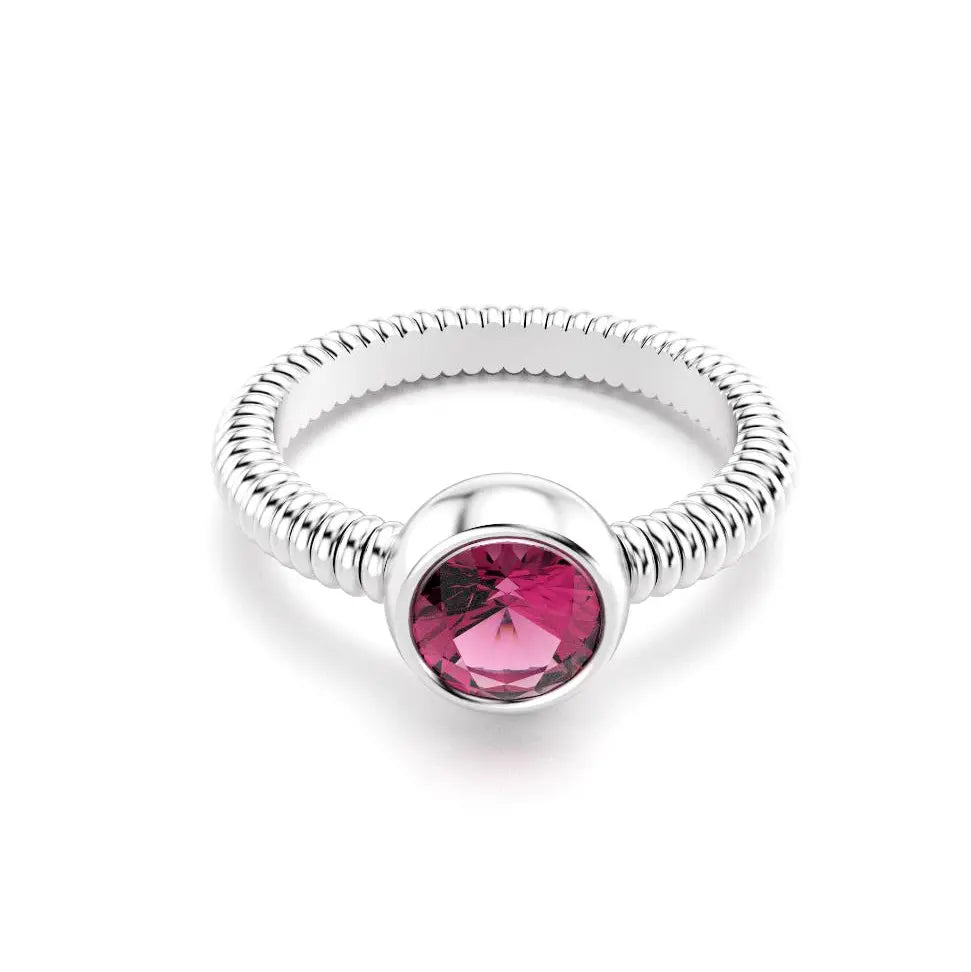 Bague Byzance pour femme en or blanc avec rhodolite ronde