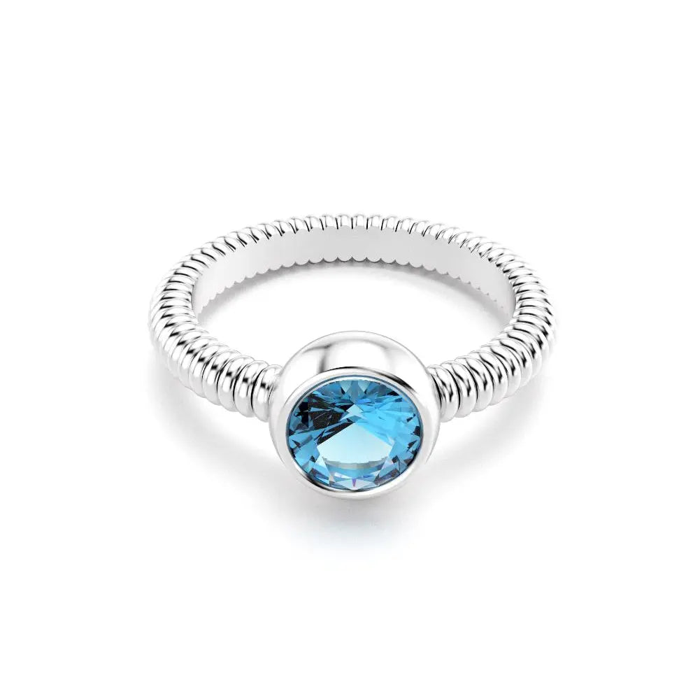 Bague Byzance pour femme en or blanc avec topaze ronde