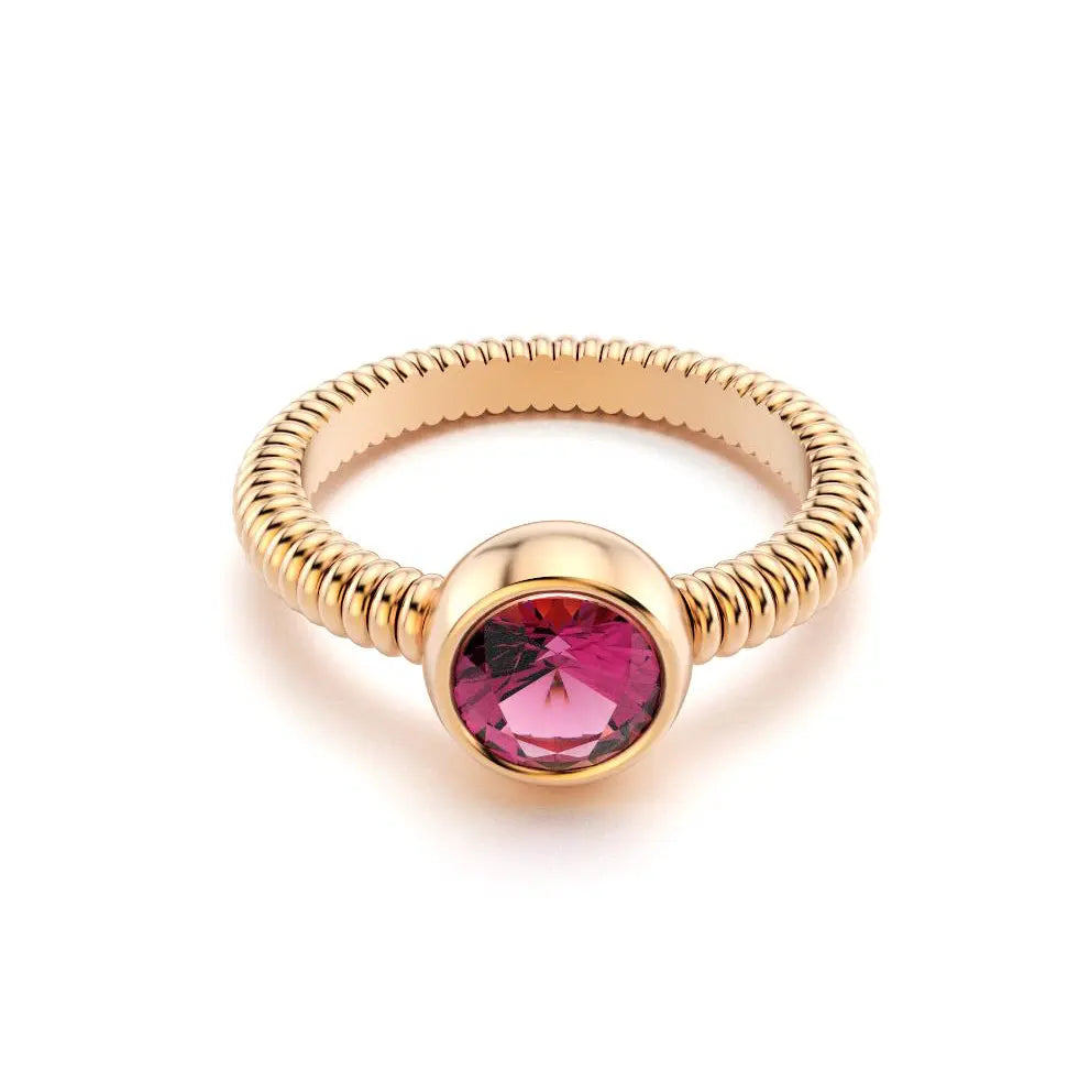 Bague Byzance pour femme en or rose avec rhodolite ronde