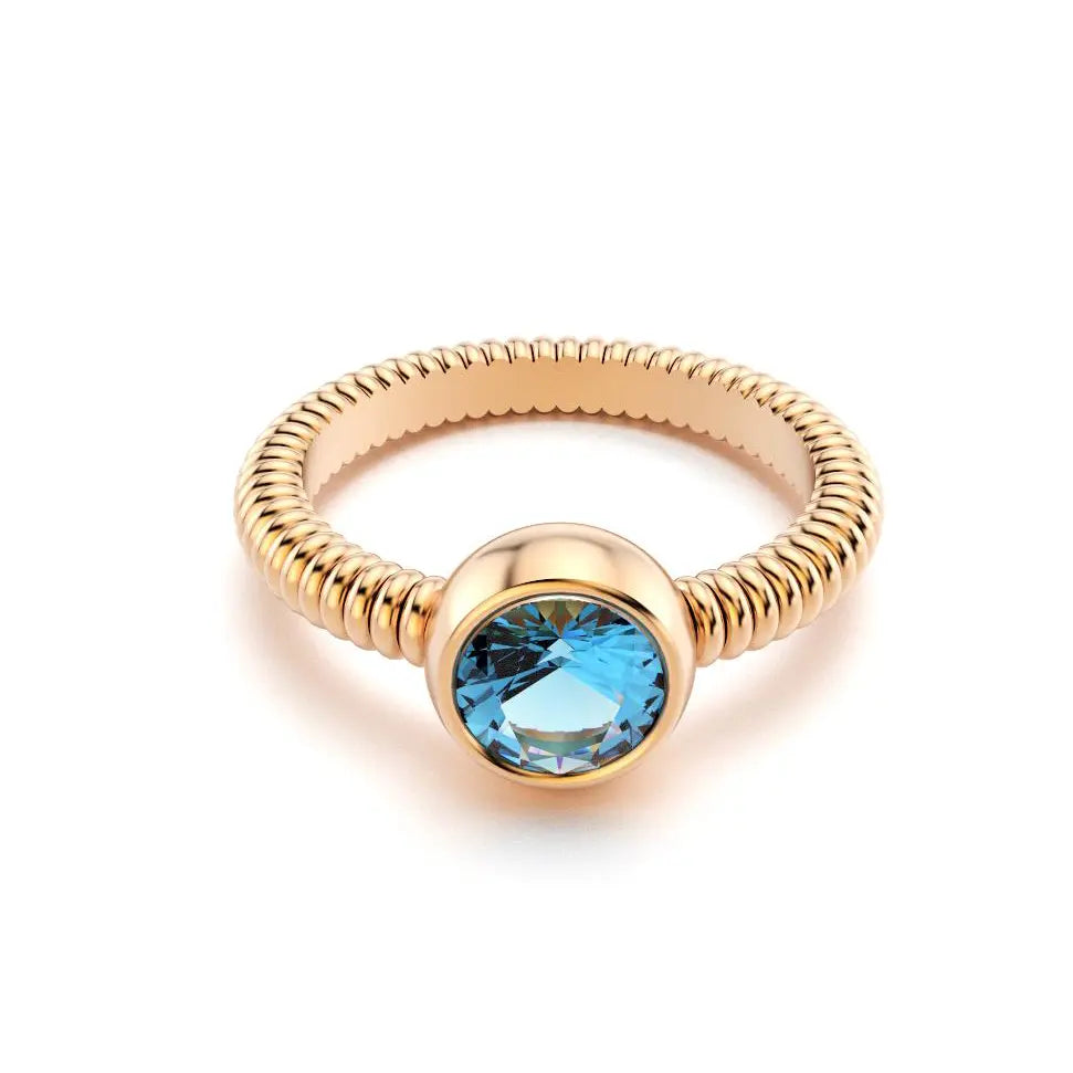 Bague Byzance pour femme en or rose avec topaze ronde