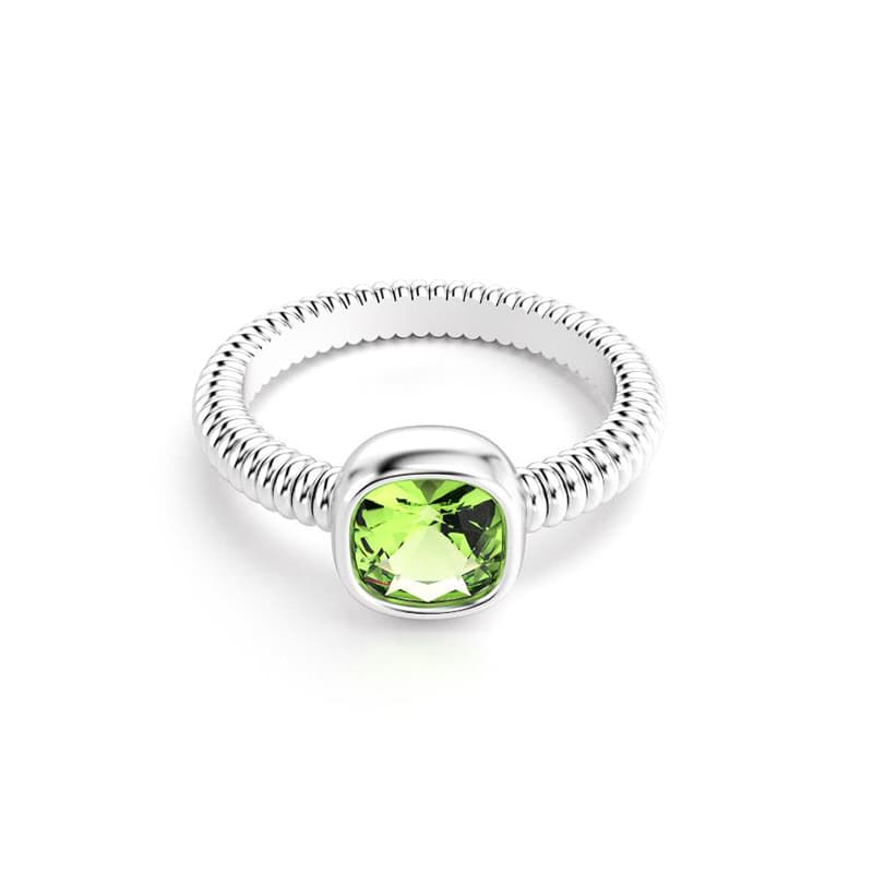 Bague femme argent pierre semi-précieuse Péridot taille coussin