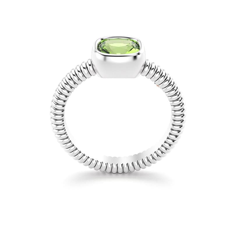 Bague femme argent pierre semi-précieuse Péridot taille coussin