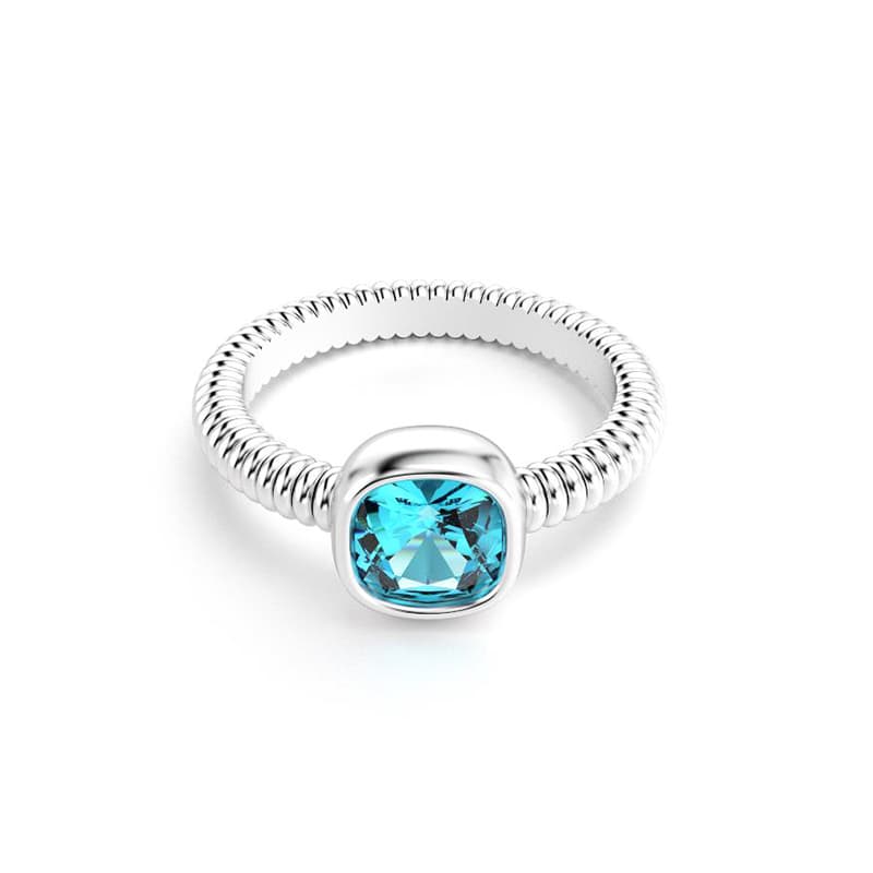 Bague femme or blanc pierre semi-précieuse Topaze taille coussin