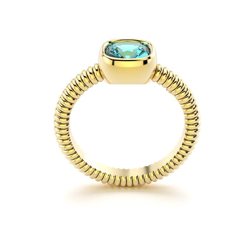 Bague femme or jaune pierre semi-précieuse Topaze taille coussin