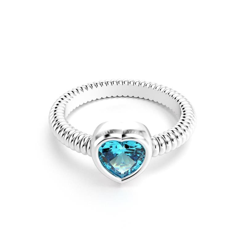 Bague femme argent avec pierre semi-précieuse topaze taille cœur