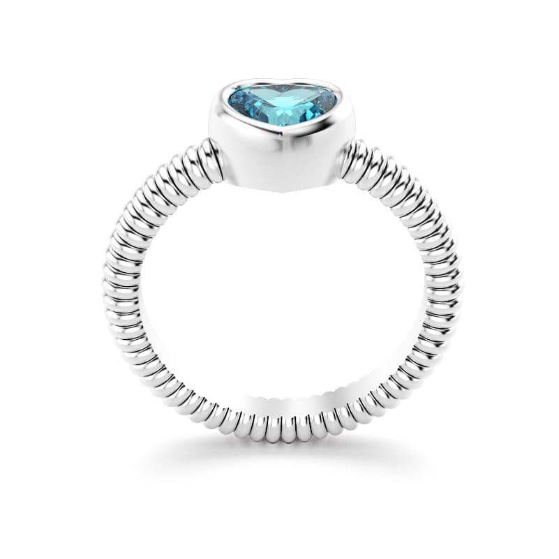 Bague femme argent avec pierre semi-précieuse topaze taille cœur