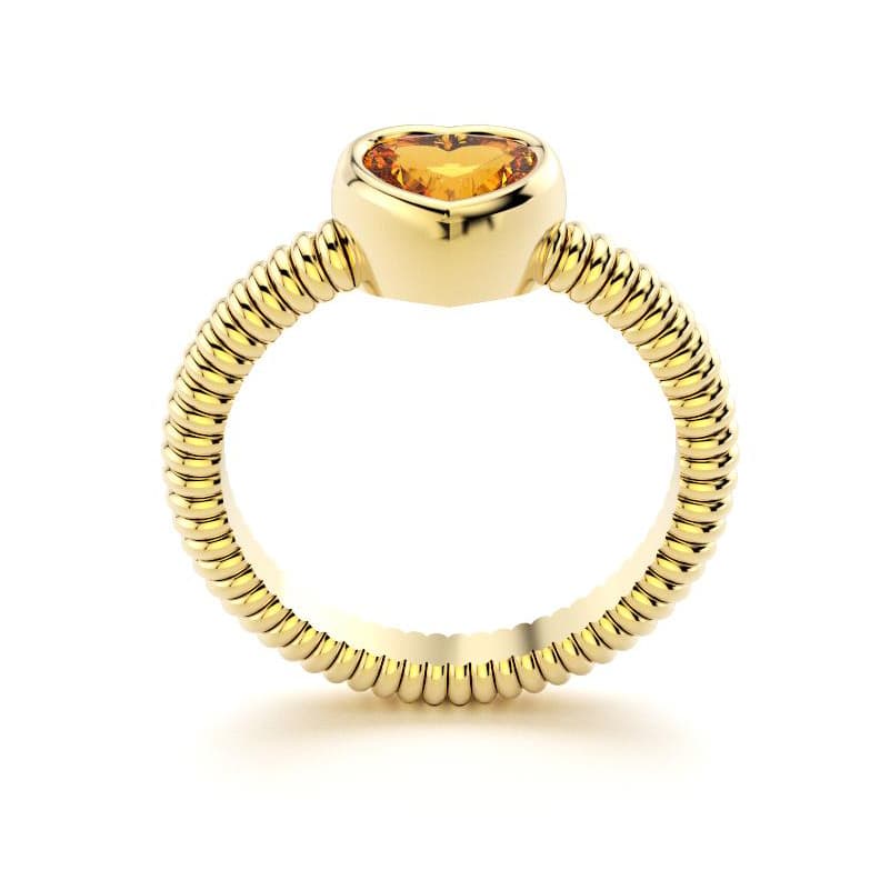 Bague femme or jaune avec pierre semi-précieuse citrine taille cœur
