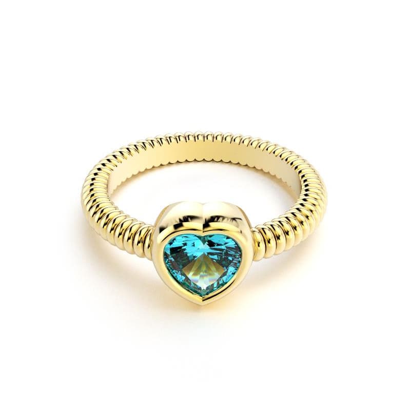 Bague femme or jaune avec pierre semi-précieuse topaze taille cœur