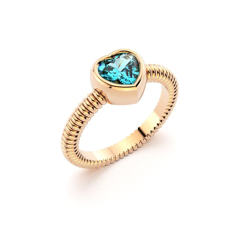 Bague femme or rose avec pierre semi-précieuse topaze taille cœur