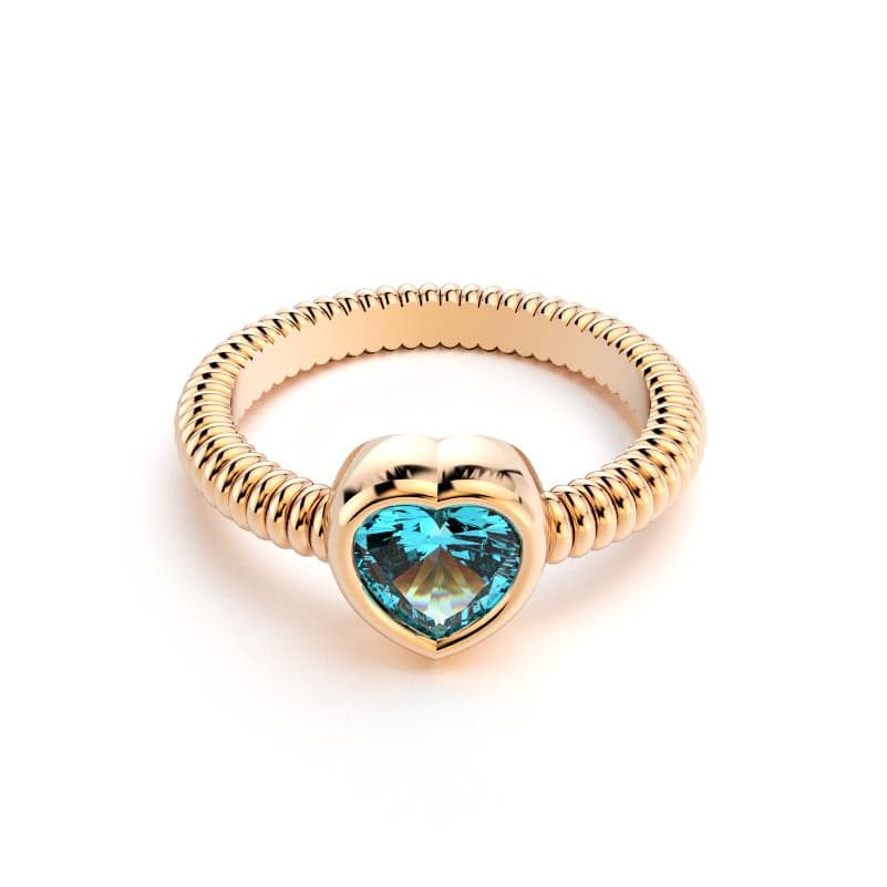 Bague femme or rose avec pierre semi-précieuse topaze taille cœur