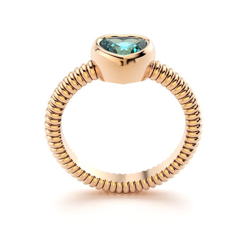 Bague femme or rose avec pierre semi-précieuse topaze taille cœur