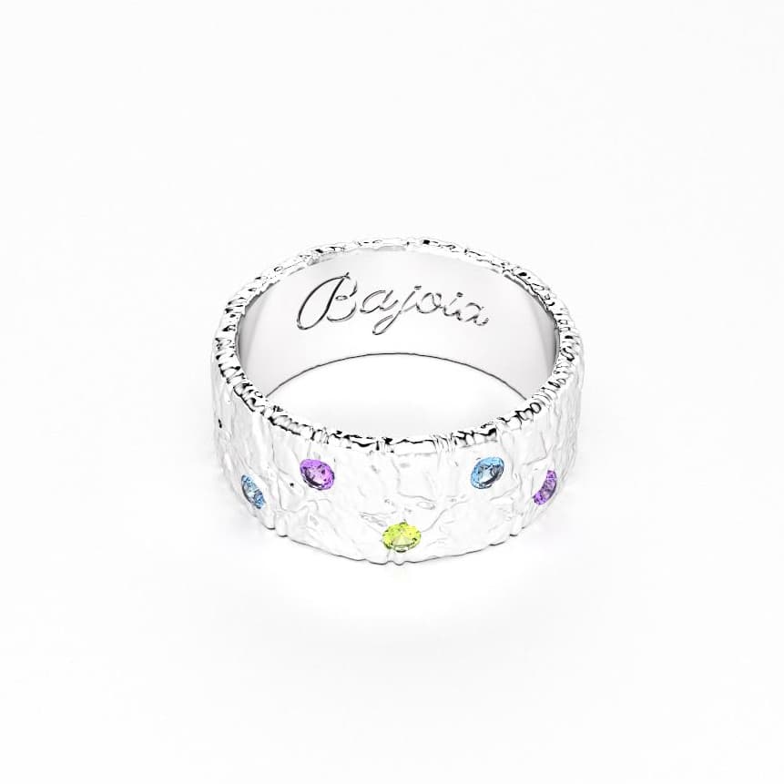 Bague constellation femme argent avec pierre semi-précieuse péridot topaze améthyste