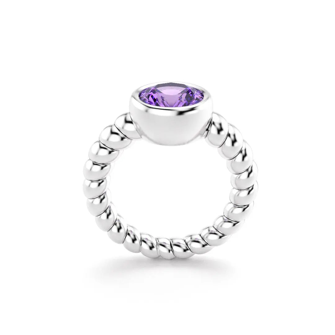 Bague indiscrète pour femme en argent et améthyste