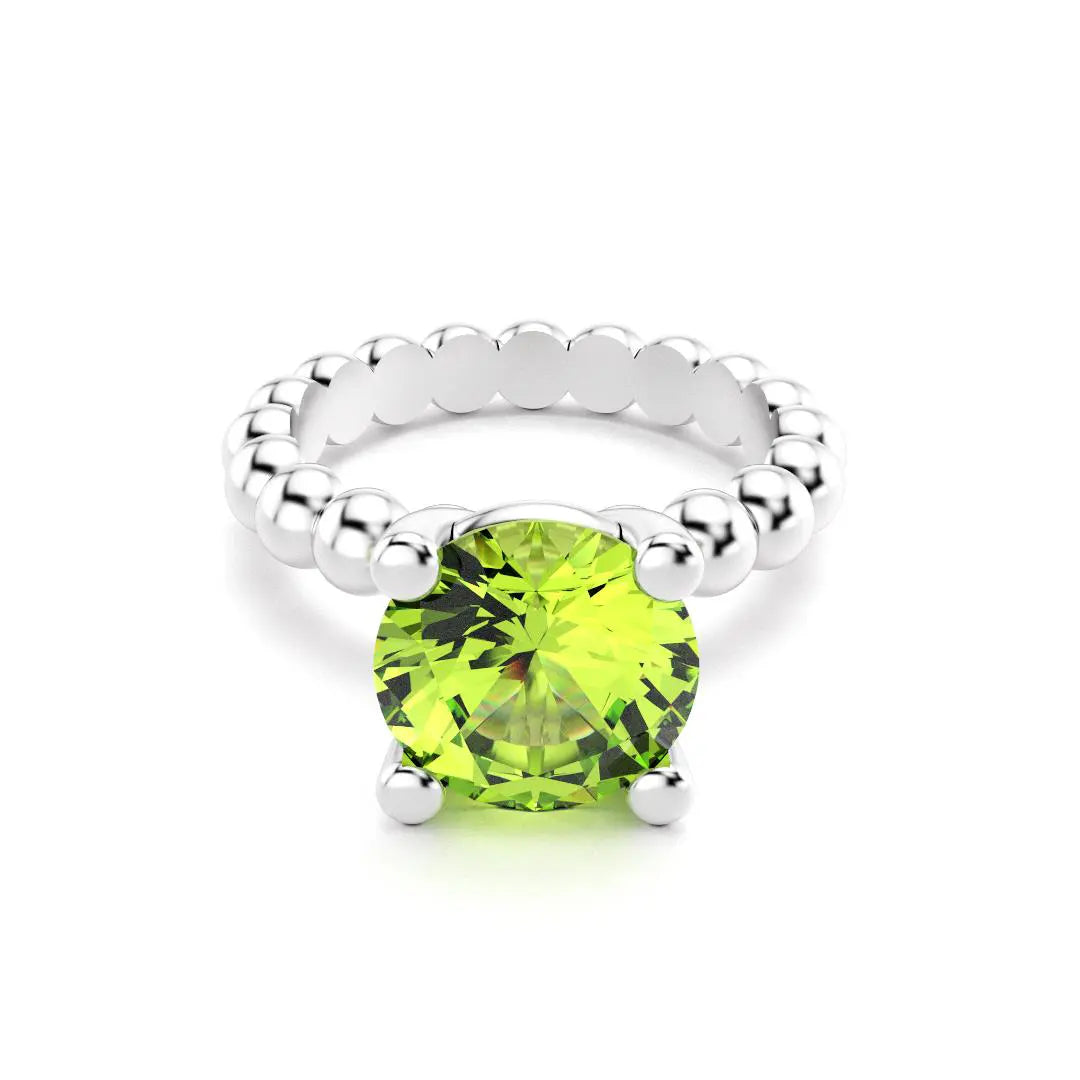 Bague indiscrète pour femme en argent et peridot