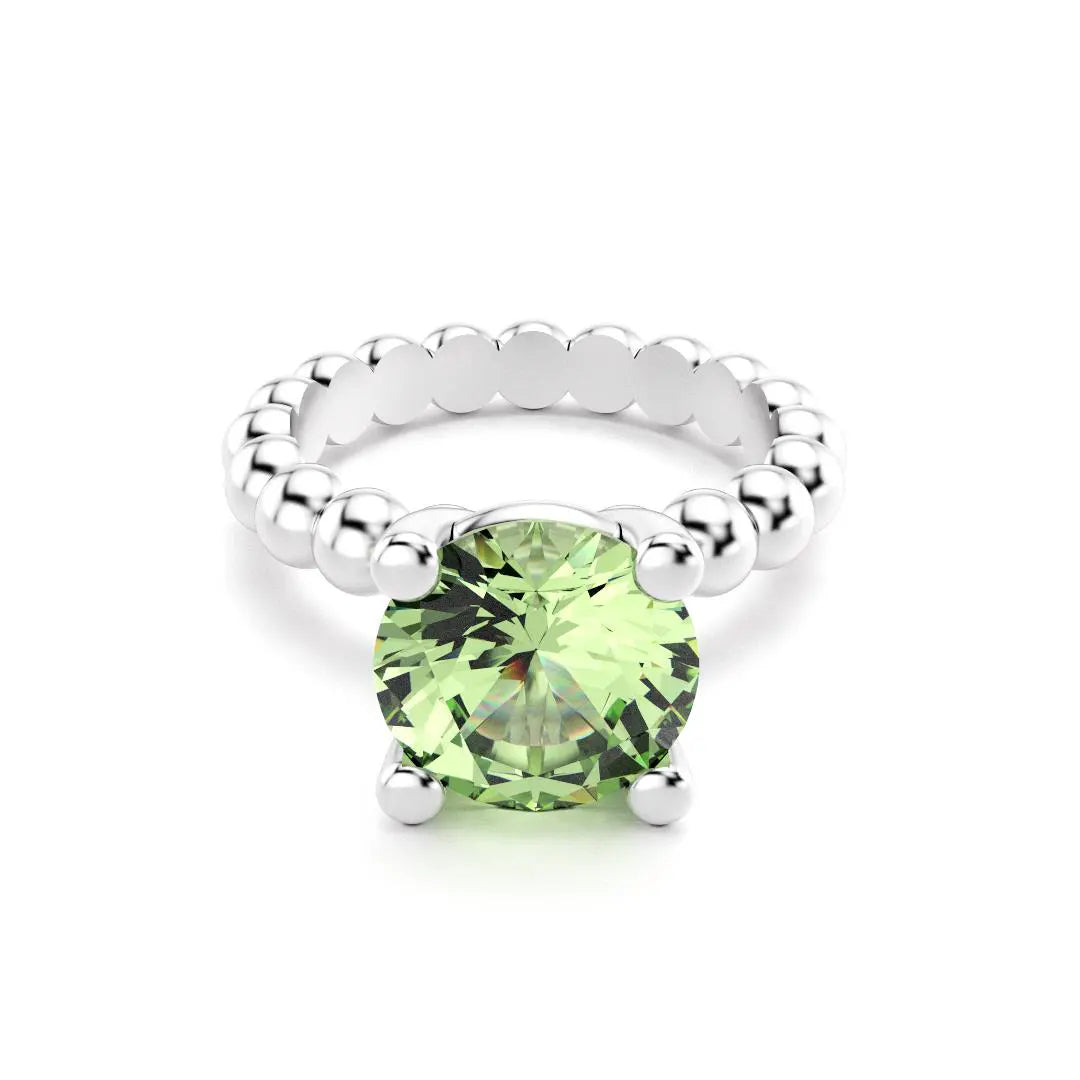 Bague indiscrète pour femme en argent et prasiolite