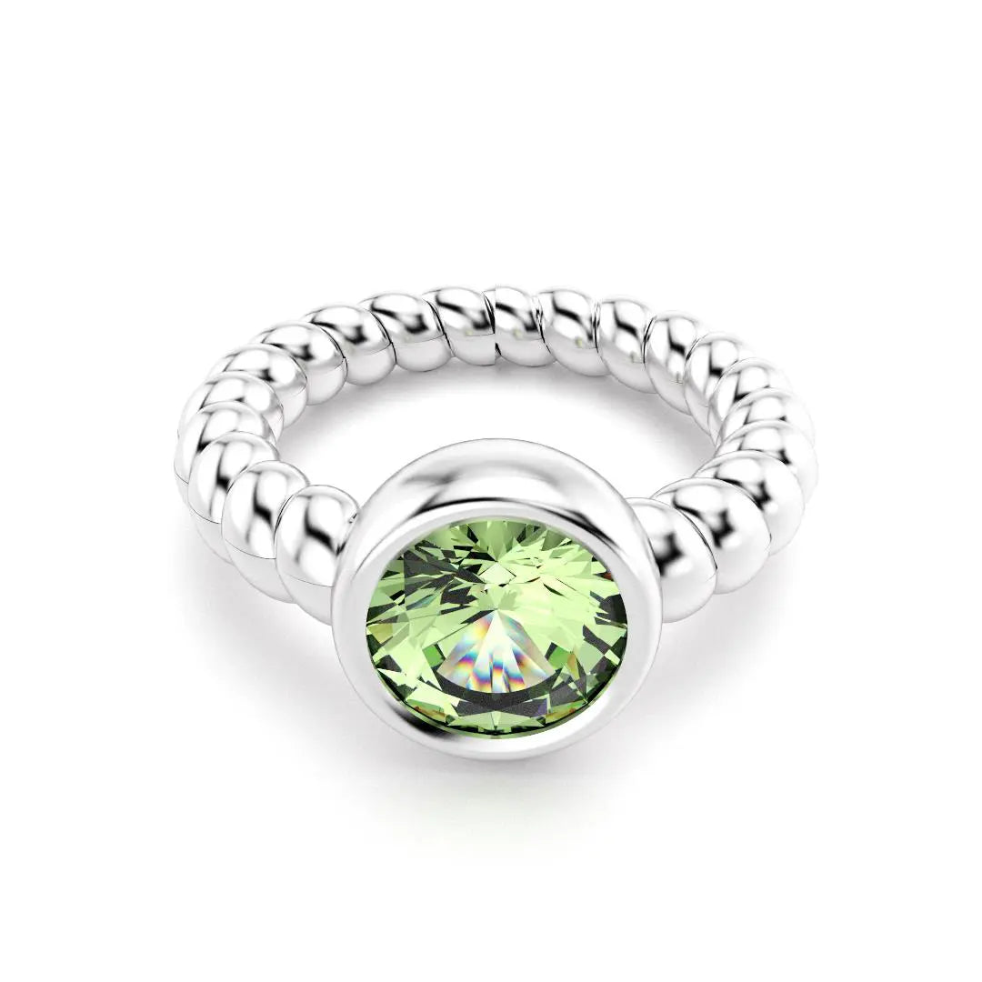 Bague indiscrète pour femme en argent et prasiolite