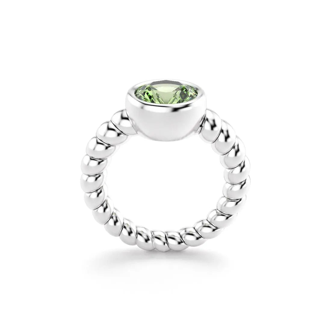 Bague indiscrète pour femme en argent et prasiolite